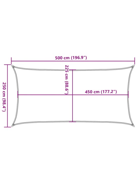 Plachta proti slunci 160 g/m² obdélník modrá 2,5 x 5 m HDPE
