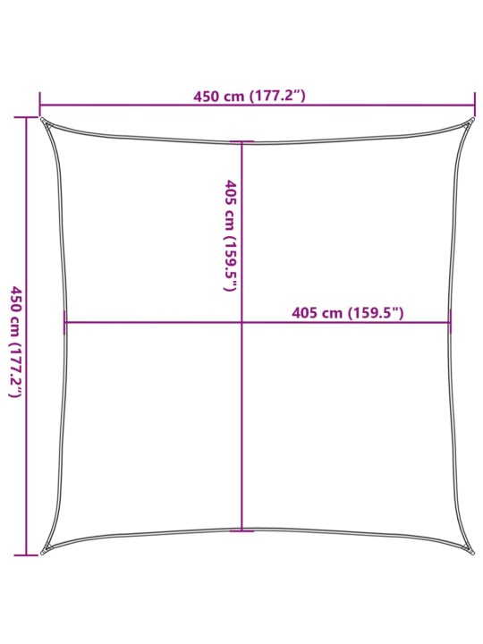 Plachta proti slunci 160 g/m² čtverec žlutá 4,5 x 4,5 m hdpe