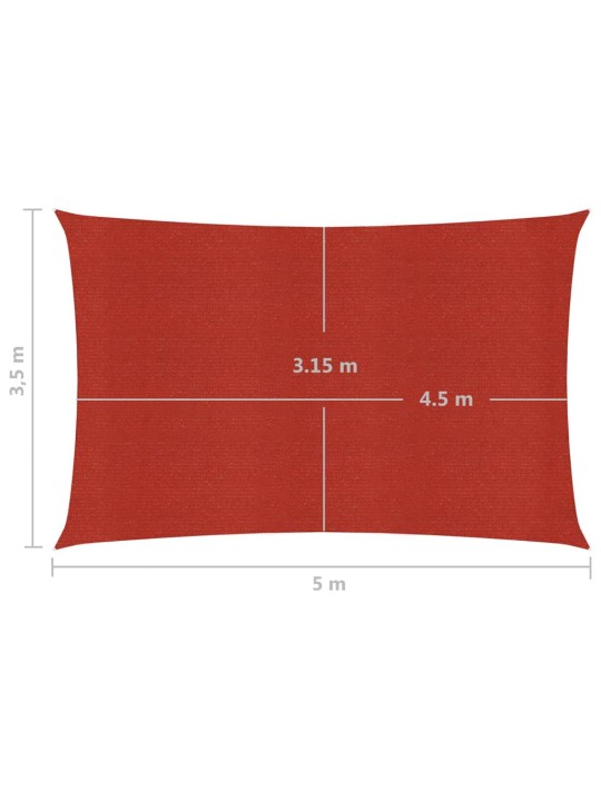 Plachta proti slunci 160 g/m² červená 3,5 x 5 m HDPE