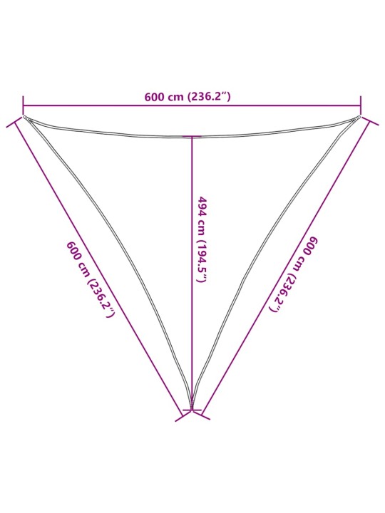 Stínicí plachta 160 g/m² trojúhelník oranžová 6 x 6 x 6 m hdpe
