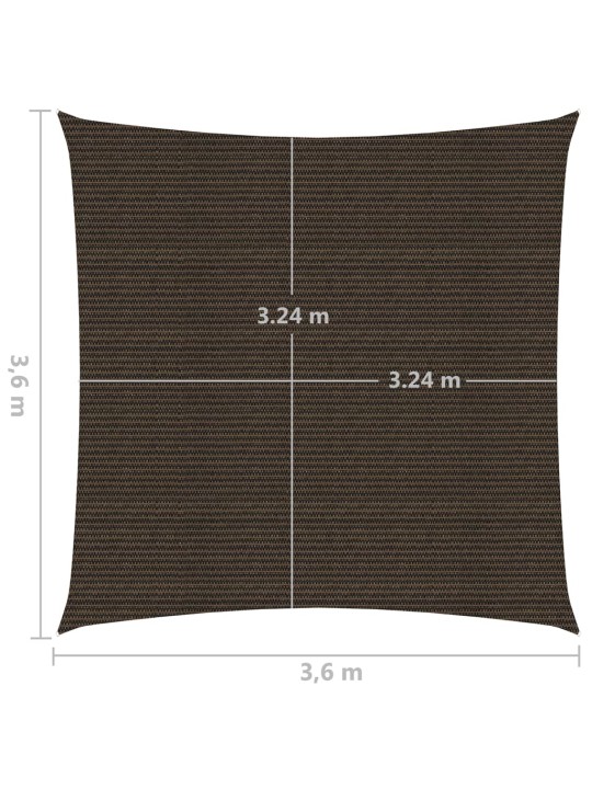 Plachta proti slunci 160 g/m² hnědá 3,6 x 3,6 m HDPE