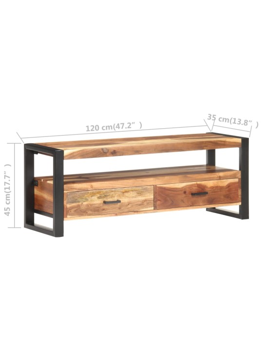 TV stolek 120x35x45 cm masiv s medovou povrchovou úpravou