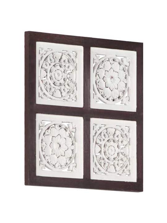 Ručně vyřezávaný nástěnný panel mdf 40x40x1,5 cm hnědý a bílý