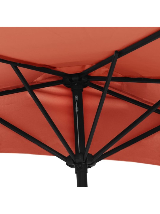 Slunečník na balkon hliníková tyč cihlový 270x144x222cm půlkruh