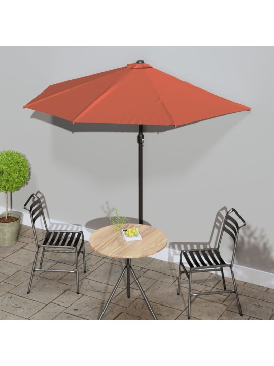 Slunečník na balkon hliníková tyč cihlový 270x144x222cm půlkruh