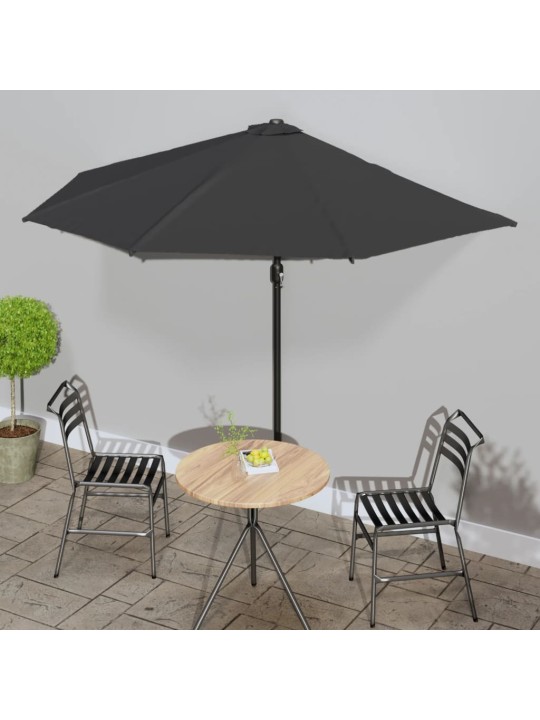 Slunečník na balkon hliníková tyč černý 300x155x223 cm půlkruh