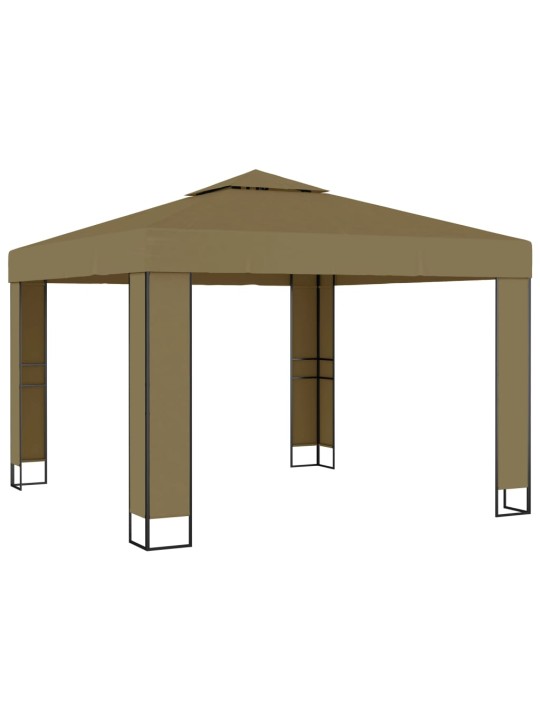 Altán s dvojitou střechou 3 x 3 x 2,7 m taupe 180 g/m²