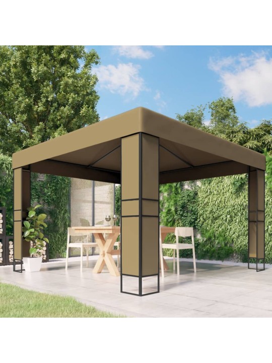 Altán s dvojitou střechou 3 x 3 x 2,7 m taupe 180 g/m²