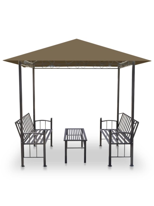 Zahradní altán + stůl a lavice 2,5x1,5x2,4 m taupe 180 g/m²