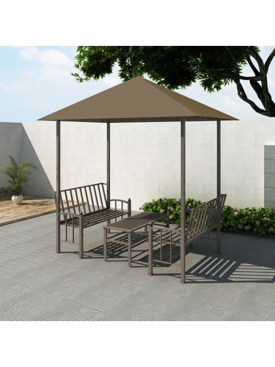 Zahradní altán + stůl a lavice 2,5x1,5x2,4 m taupe 180 g/m²
