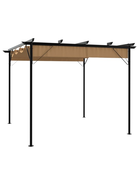 Pergola se zatahovací střechou taupe 3 x 3 m ocel 180 g/m²
