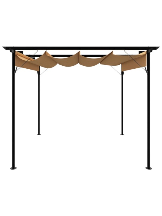 Pergola se zatahovací střechou taupe 3 x 3 m ocel 180 g/m²