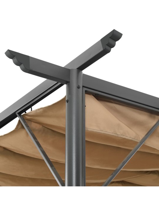 Pergola se zatahovací střechou taupe 3 x 3 m ocel 180 g/m²