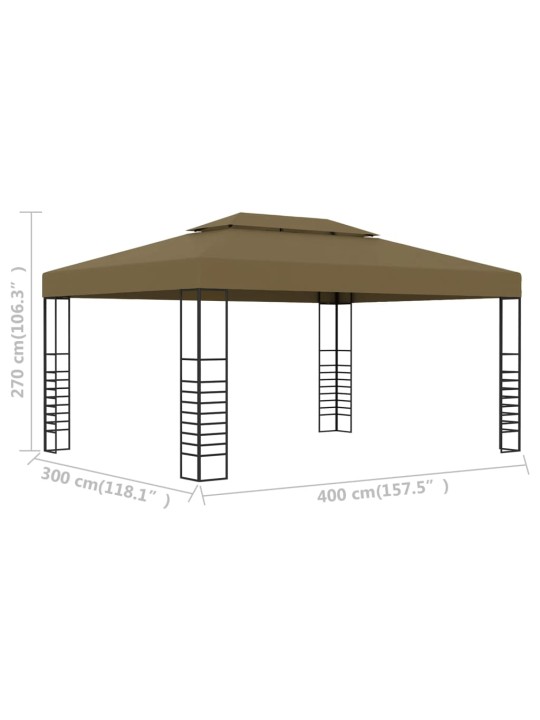 Altán se zatahovací střechou 3 x 3 m taupe 180 g/m²