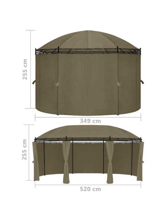 Altán se závěsy 520 x 349 x 255 m taupe 180 g/m²