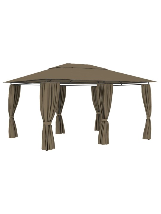 Zahradní altán se závěsy 4 x 3 m taupe 180 g/m²