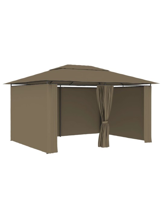 Zahradní altán se závěsy 4 x 3 m taupe 180 g/m²