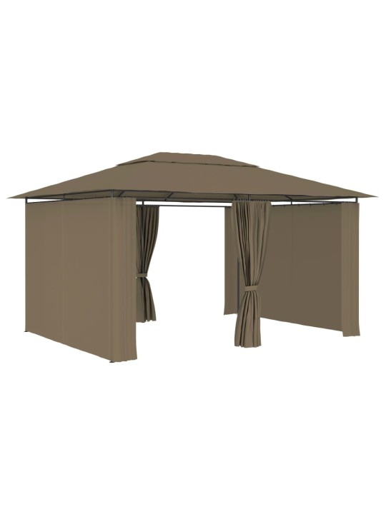 Zahradní altán se závěsy 4 x 3 m taupe 180 g/m²