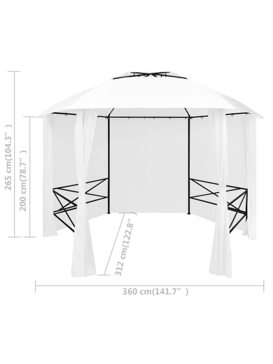 Zahradní party stan se závěsy 360 x 312 x 265 cm bílý 180 g/m²