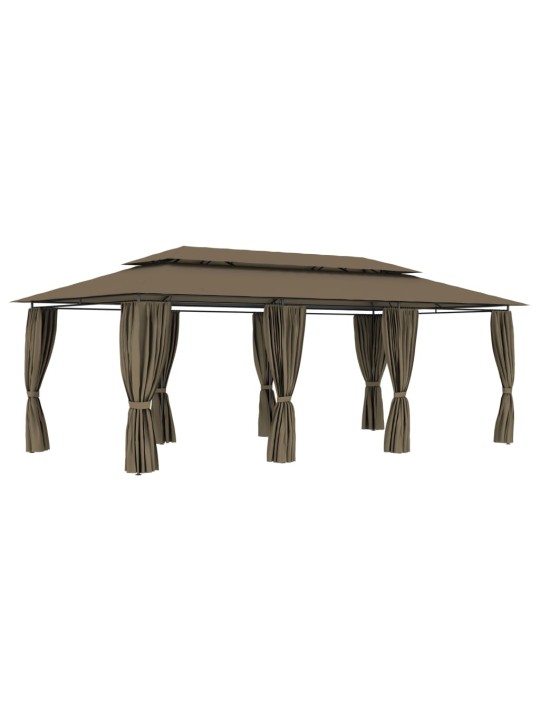 Altán se závěsy 600 x 298 x 270 cm taupe 180 g/m²