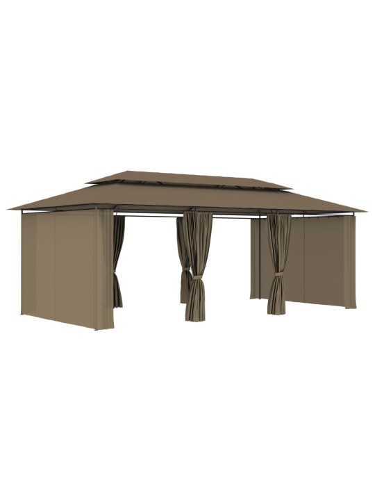 Altán se závěsy 600 x 298 x 270 cm taupe 180 g/m²