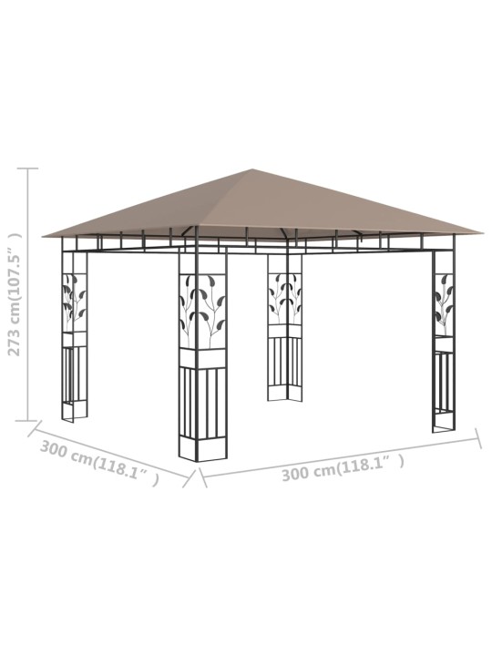 Altán s moskytiérou 3 x 3 x 2,73 m taupe 180 g/m²