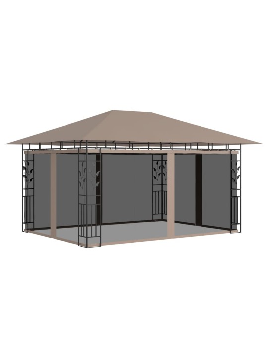 Altán s moskytiérou 4 x 3 x 2,73 m taupe 180 g/m²