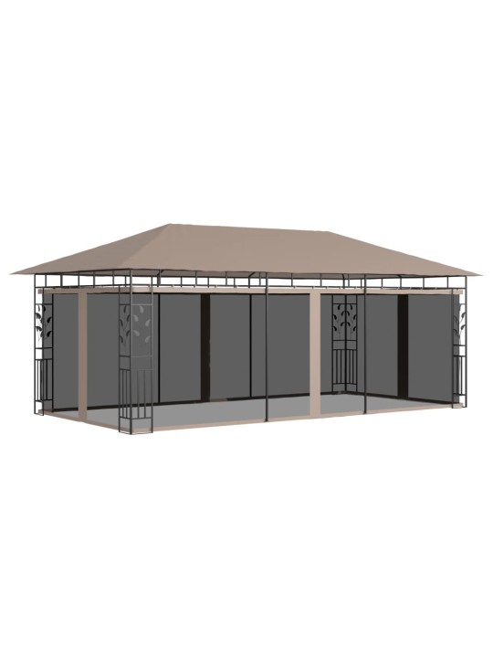 Altán s moskytiérou 6 x 3 x 2,73 m taupe 180 g/m²