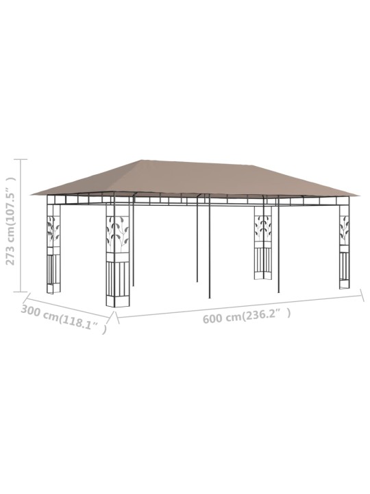 Altán s moskytiérou 6 x 3 x 2,73 m taupe 180 g/m²