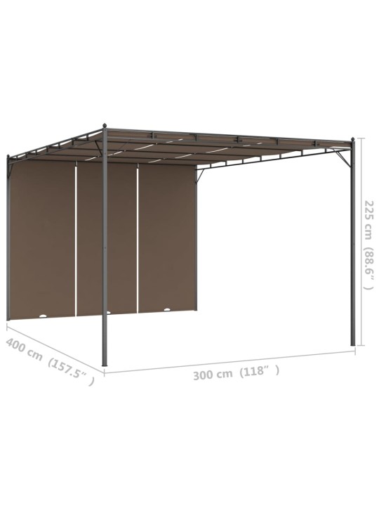 Zahradní altán s bočním závěsem 4 x 3 x 2,25 m taupe