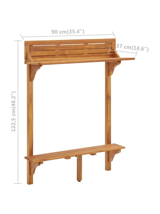 Barový stolek na balkon 90 x 37 x 122,5 cm masivní akácie