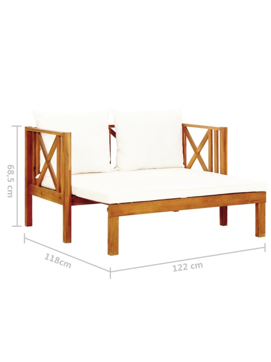 2místná zahradní lavice s poduškami 122 cm masivní akácie