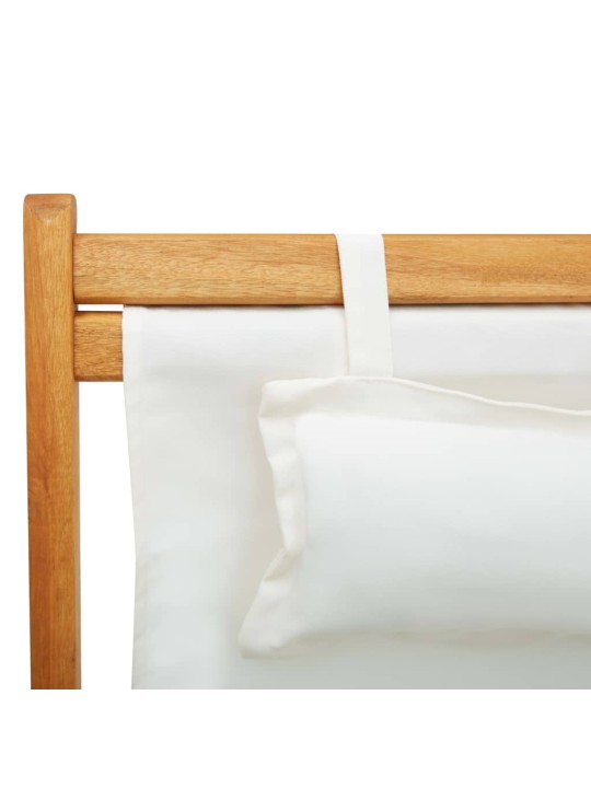 Skládací plážové křeslo masivní eukalyptus a textil krémové