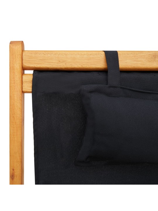 Skládací plážové křeslo masivní eukalyptus a textil černé