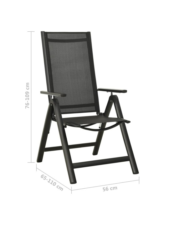 Skládací zahradní židle 2 ks textilen a hliník černé