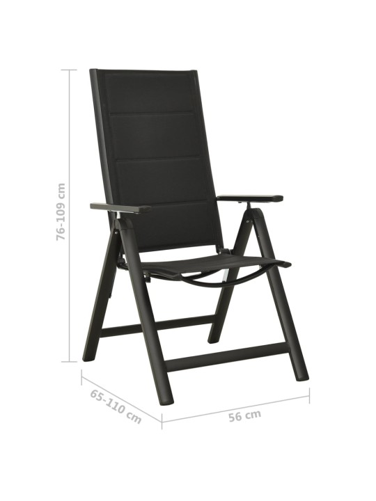 Skládací zahradní židle 2 ks textilen a hliník černé
