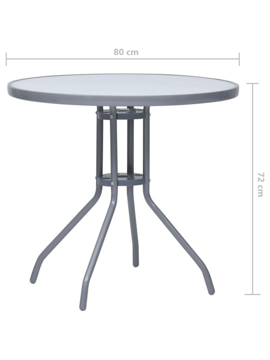 Zahradní stůl světle šedý 80 cm ocel a sklo