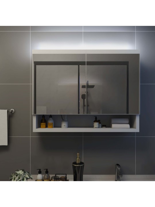LED koupelnová zrcadlová skříňka bílá 80 x 15 x 60 cm MDF