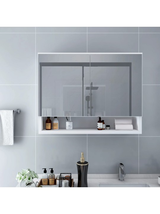 LED koupelnová zrcadlová skříňka bílá 80 x 15 x 60 cm MDF