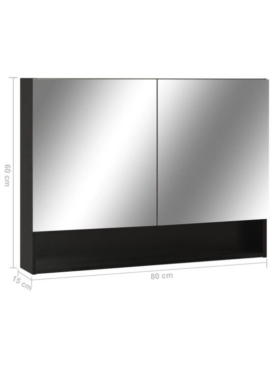LED koupelnová zrcadlová skříňka černá 80 x 15 x 60 cm MDF