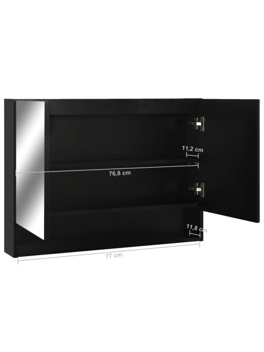 LED koupelnová zrcadlová skříňka černá 80 x 15 x 60 cm MDF