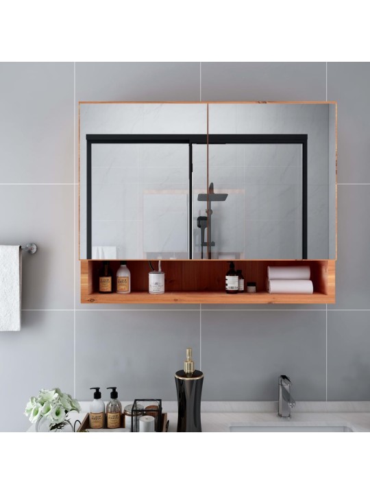 LED koupelnová zrcadlová skříňka dub 80 x 15 x 60 cm MDF