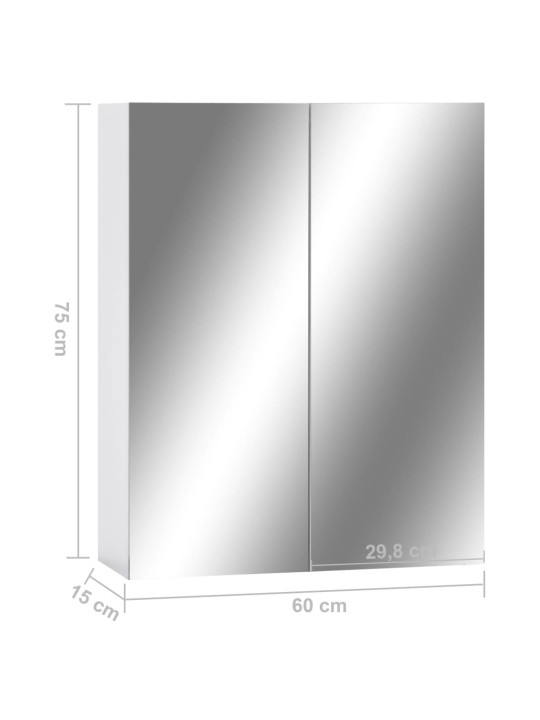 323607 Bathroom Mirror Cabinet White 60x15x75 cm MDF