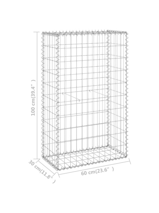 Gabionová zeď s víky pozinkovaná ocel 60 x 30 x 100 cm