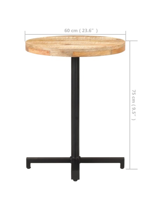 Bistro stůl kulatý Ø 60 x 75 cm hrubé mangovníkové dřevo