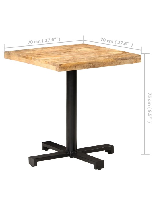 Bistro stůl čtvercový 70 x 70 x 75 cm hrubé mangovníkové dřevo
