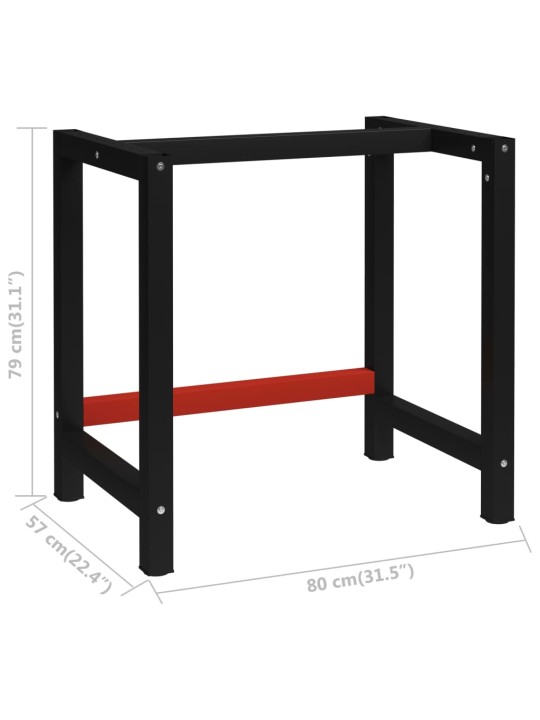 Kovový rám pracovního stolu 80 x 57 x 79 cm černá a červená