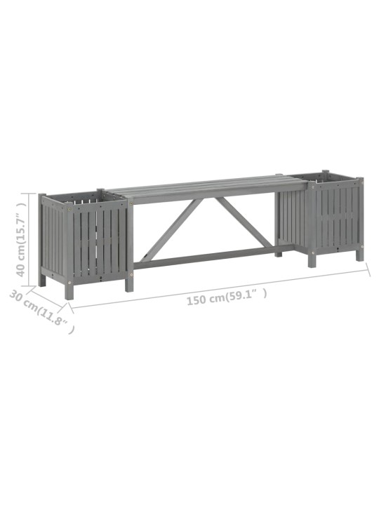 Zahradní lavice se 2 truhlíky 150 cm masivní akácie šedá