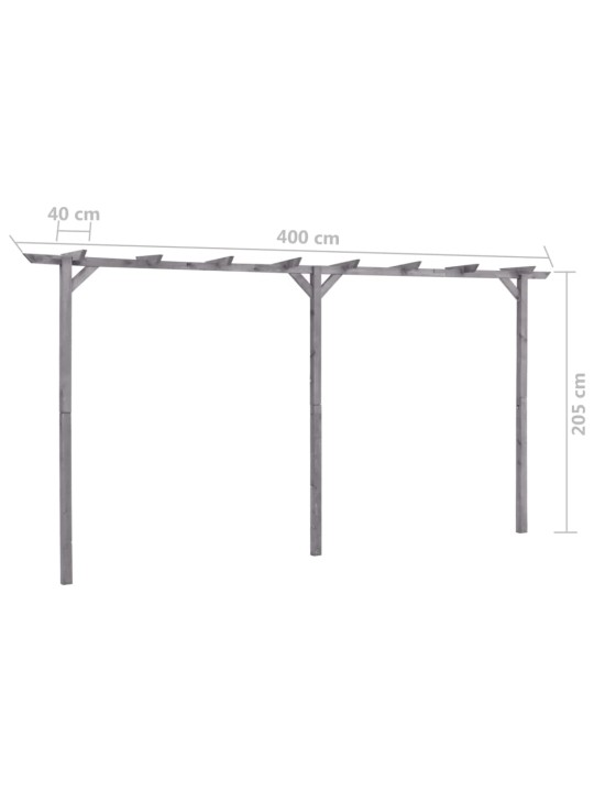 Zahradní pergola šedá 400 x 40 x 205 cm impregnovaná borovice