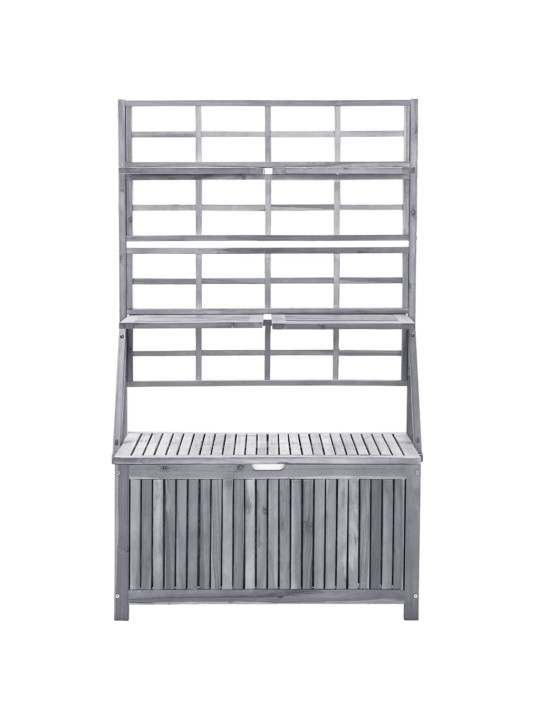 Úložný box s treláží šedý 99x55x160 cm masivní akáciové dřevo